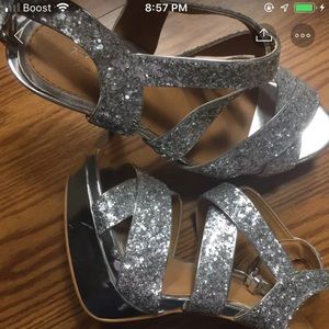 Sparkly silver 4 inch heels